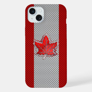 Canadees rood manleder op koolstofvezel afdrukken iPhone 15 plus case