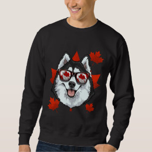 Canadees Siberian Husky Dog Maple Leaf Patriotic C Trui