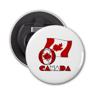Canadees Voetbal en vlag Button Flesopener