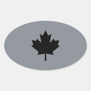 Canadees zwart-mappenblad ovale sticker