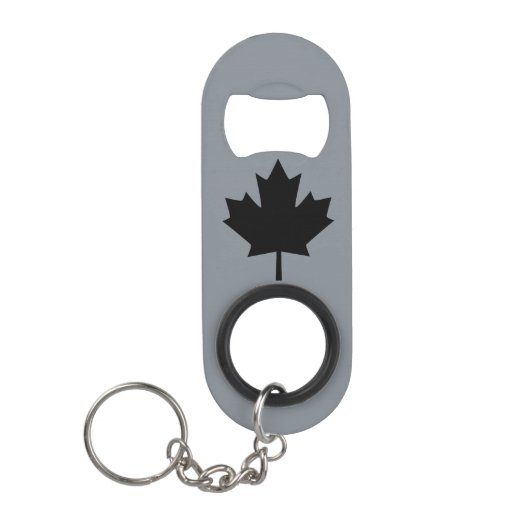 Canadees zwarte bladsymbool sleutelhanger flessenopener (Voorkant)