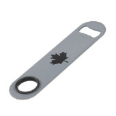 Canadees zwarte bladsymbool speed flessenopener (Voorkant Gekanteld)