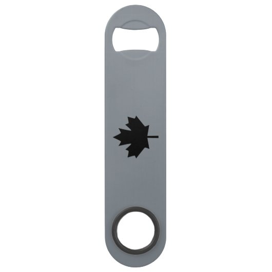 Canadees zwarte bladsymbool speed flessenopener (Voorkant)