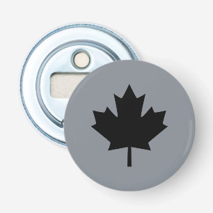 Canadees zwarte leder op grijs button flesopener
