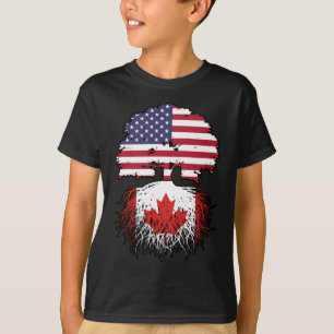 Canadese Amerikaanse Amerikaanse vlag voor boomsta T-shirt