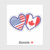 Canadese Amerikaanse hartvlaggen Sticker (Vel)