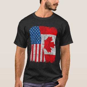Canadese Amerikaanse vlag Half USA Canada Root Pro T-shirt
