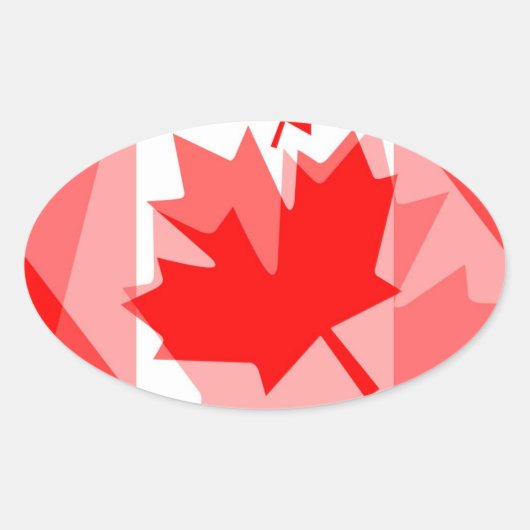 Canadese aple Leaf over Style CANADA Ovale Sticker (Voorkant)
