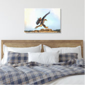 Canadese Bald Eagle Landing Canvas Afdruk (Insitu (Slaapkamer))