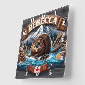 Canadese bever, besneeuwde berg vierkante klok (Hoek)