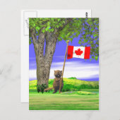 Canadese bever en vlag briefkaart (Voorkant / Achterkant)