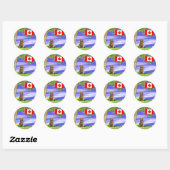 Canadese bever en vlag ronde sticker (Vel)