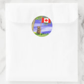 Canadese bever en vlag ronde sticker (Tas)