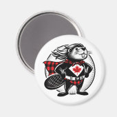 Canadese Bever Houthakker Buffalo Plaid Magneet (Voorkant / Achterkant)
