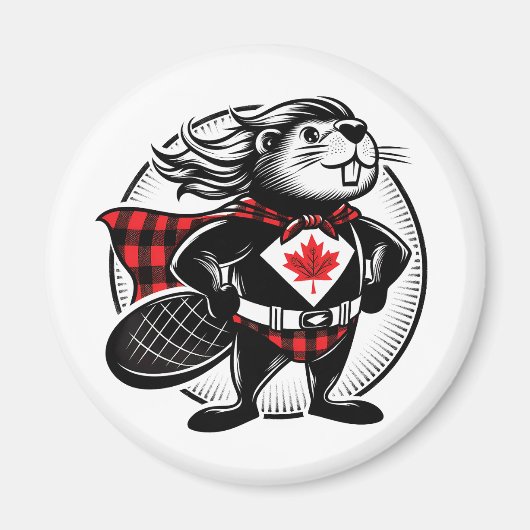 Canadese Bever Houthakker Buffalo Plaid Magneet (Voorkant)