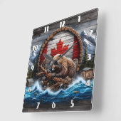 Canadese bever voor berglandschap vierkante klok (Hoek)