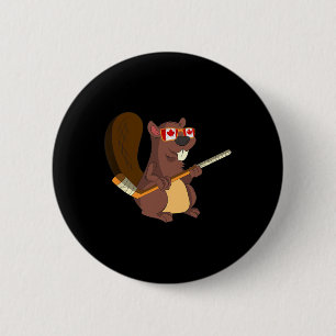 Canadese Cadeau met Mooie Dieren Beaver Esdoornbla Ronde Button 5,7 Cm