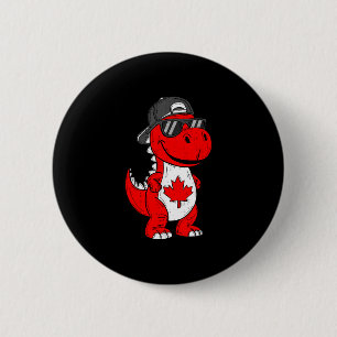 Canadese dinosaurus trex esdoornblad canada jongen ronde button 5,7 cm