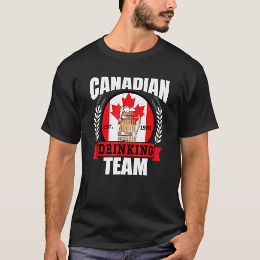Canadese Drinkteam Canada Vlag Bier Feest T-shirt (Voorkant)
