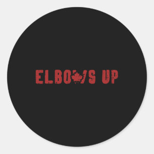 Canadese Ellebogen Omhoog Hockey Canada Esdoornbla Ronde Sticker