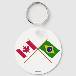 Canadese en Braziliaanse gekruiste vlaggen Sleutelhanger