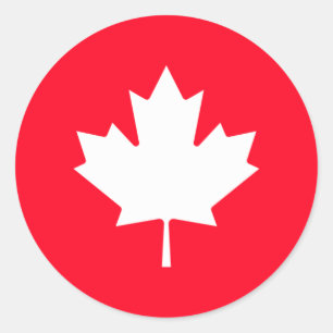 Canadese esdoornblad. CANADA. Klassieke ronde stic Sticker