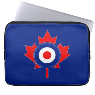 Canadese esdoornblad-rondsel in marineblauw laptop sleeve