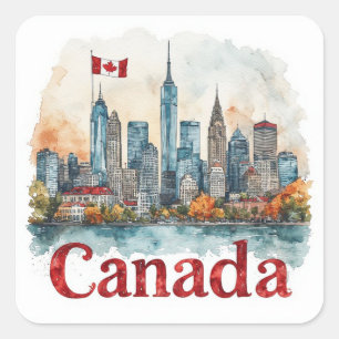 Canadese familie reis aandenken voor gedeelde heri vierkante sticker