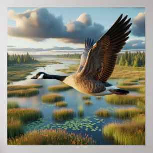 Canadese gans in rustige wetlands poster