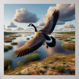 Canadese gans in rustige wetlands poster