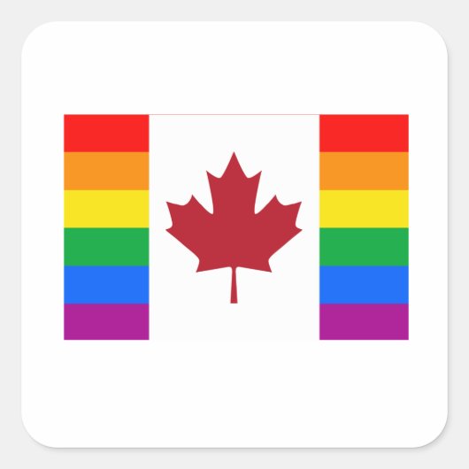 CANADESE GAY PRIDE VLAG VIERKANTE STICKER (Voorkant)