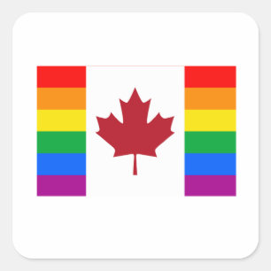 CANADESE GAY PRIDE VLAG VIERKANTE STICKER