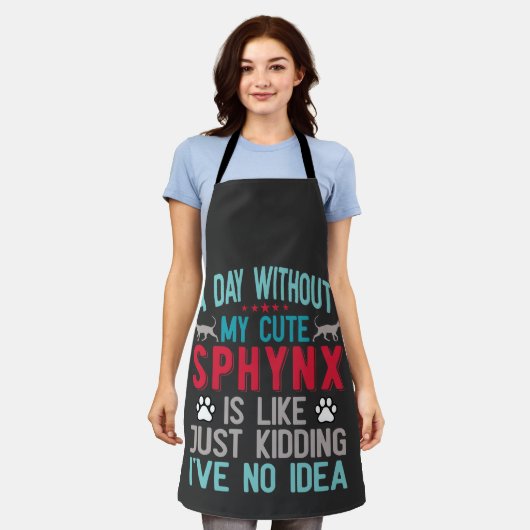 Canadese haarloze Sphynx Cat Owner Funny Gezegde Schort (Gedragen)