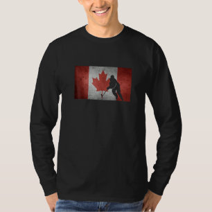Canadese Hockeyspeler Canada Vlag Esdoorn Ijs T-shirt