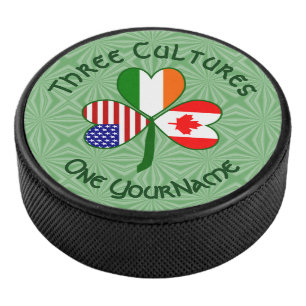 Canadese Irish USA Flags Shamrock Jouw naam Hockey Puck