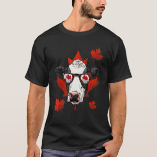 Canadese Koe Esdoorn Boom Blad Canada Vlag Koe  Bo T-shirt