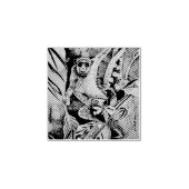 Canadese kunstenaar, wilde aap, grappig kunstwerk 	rubberstempel (Afrduk)