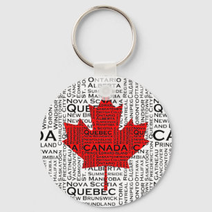 Canadese Leaf w/ City & States Background Sleutelhanger