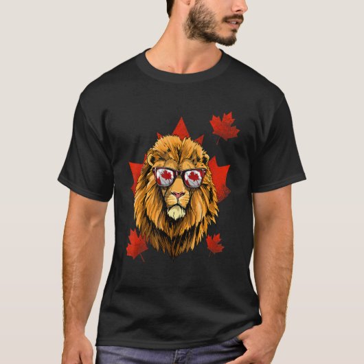 Canadese leeuwenkapelboom Leaf Canada Flag Animal T-shirt (Voorkant)
