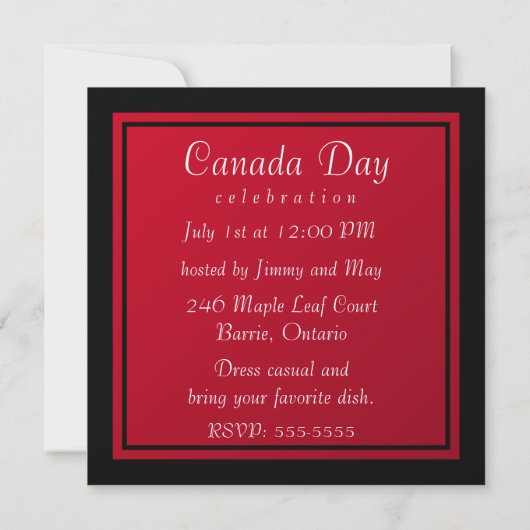 Canadese Maple Leaf en Moose uitnodiging (Achterkant)