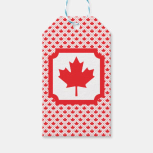 Canadese Maple Leaf Rood en Wit Ontwerp Cadeaulabel
