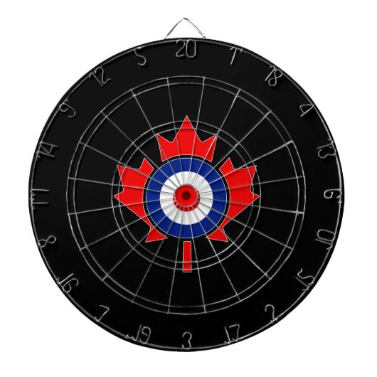 Canadese Maple Leaf Roundel Mod in zwart Dartbord (Voorkant)