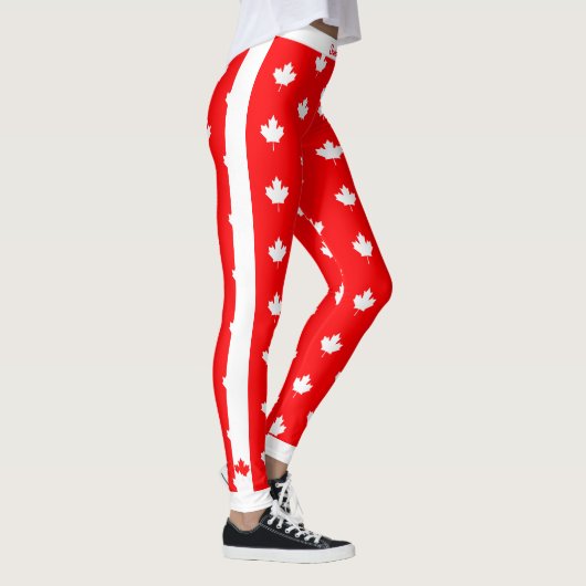 Canadese Maple op rood en wit Leggings (Rechts)