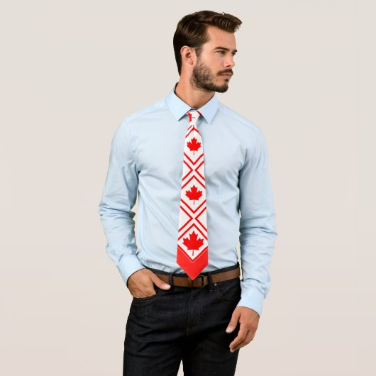 Canadese Maple op rood en wit Stropdas (In situ)