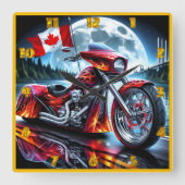 Canadese motorfiets onder volle maan vierkante klok (Voorkant)