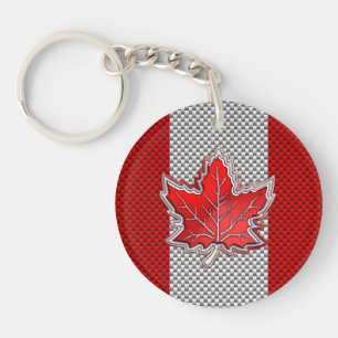 Canadese retro-stijl van de rode Maple Leaf Carbon Sleutelhanger