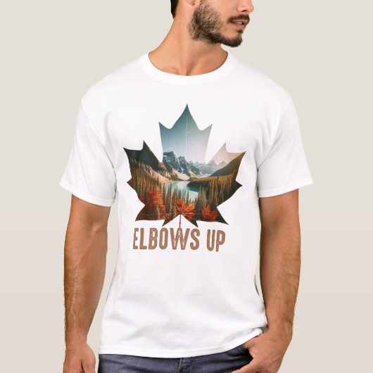 Canadese Rockies Maple Leaf Elbows Up T-shirt (Voorkant)