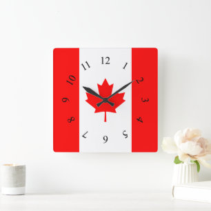 Canadese Rode en Witte Esdoornblad Canada Vierkante Klok