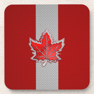 Canadese Rode Esdoor in Koolstofvezel uitzicht Onderzetter