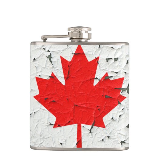 Canadese rode maaple Leaf CANADA Peeling Paint Heupfles (Voorkant)